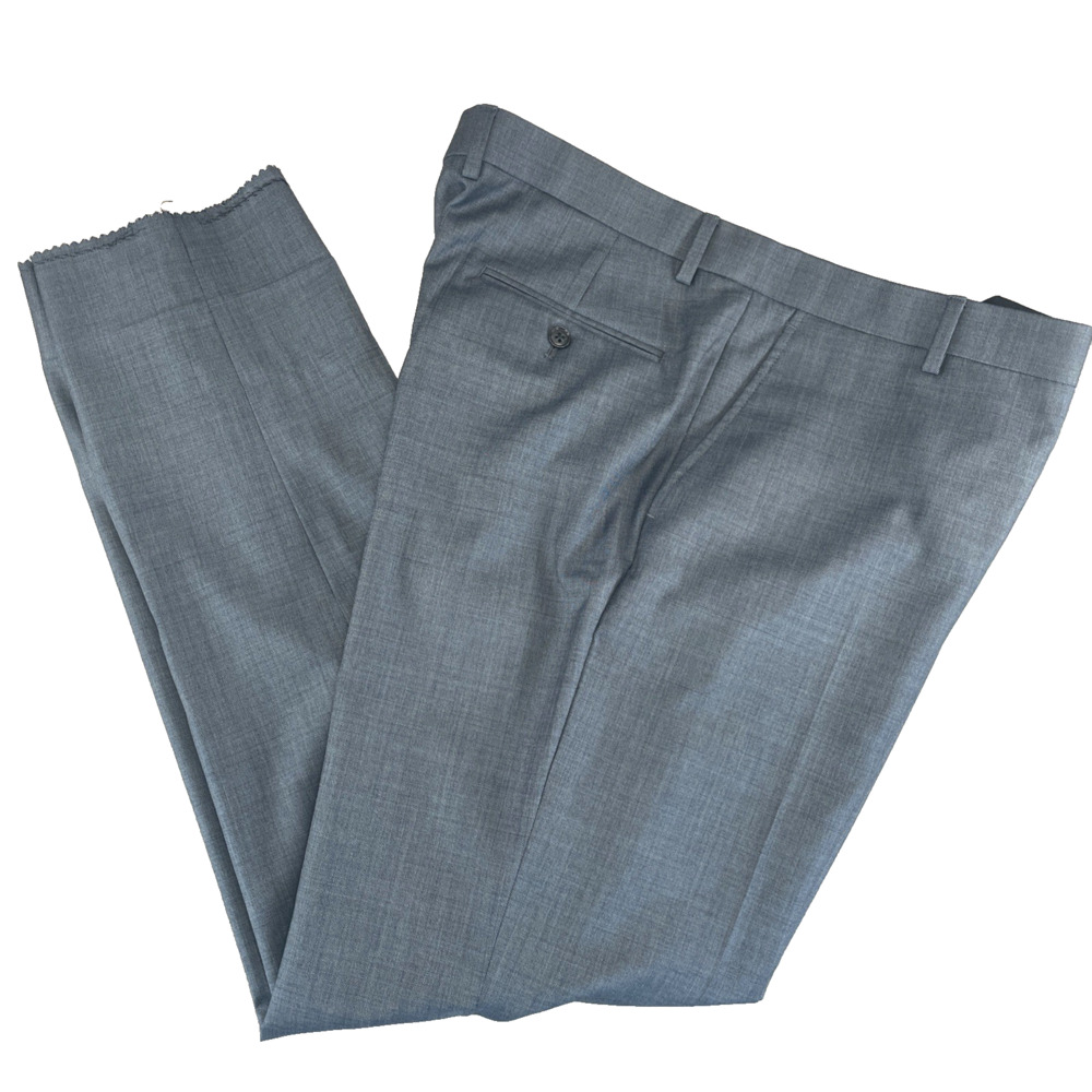Jos A Bank Traveler Blue Pants Slim Fit Mens 39R 100% Wool Career Classic No Hem